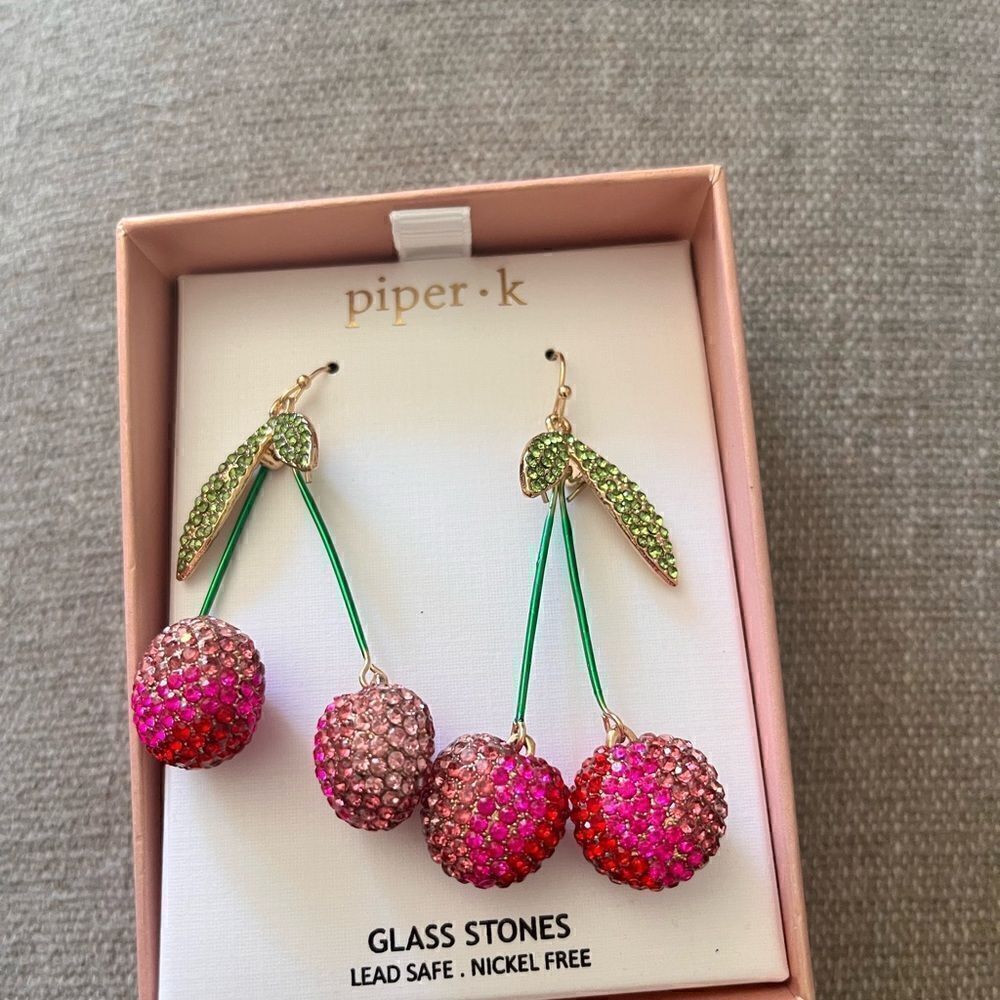 New in box. Cherry Statement Earrings